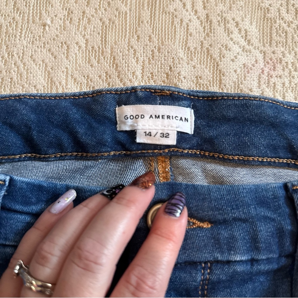 Good American good legs straight blue jeans - Picture 3 of 10